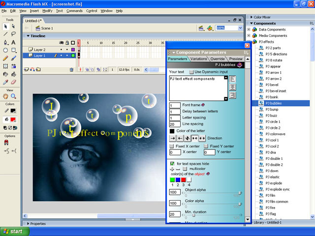 PJ Components, Flash Text Effects screen shot